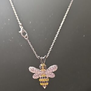 Bee Pendant Necklace in Silver and Yellow